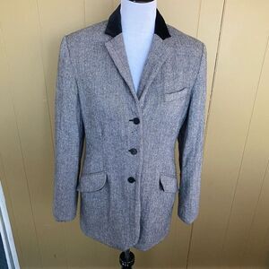 Evan Picone wool Blend women 12 three button blazer jacket w/velour collar